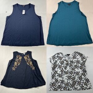 Lot of 4 Womens Plus Size Tops J Jill Lane Bryant Floral Embroidered XL 14/16